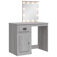 vidaXL Sminkbord med LED-lampor grå sonoma 90x42x132,5 cm - Bild 2