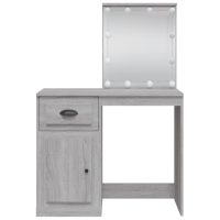 vidaXL Sminkbord med LED-lampor grå sonoma 90x42x132,5 cm - Bild 5