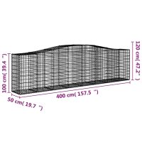 vidaXL Gabioner bågformade 5 st 400x50x100/120 cm galvaniserat järn - Bild 6