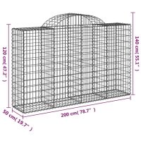 vidaXL Gabioner bågformade 40 st 200x50x120/140 cm galvaniserat järn - Bild 6