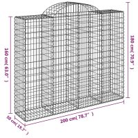 vidaXL Gabioner bågformade 9 st 200x50x160/180 cm galvaniserat järn - Bild 6