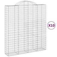 vidaXL Gabioner bågformade 10 st 200x50x220/240 cm galvaniserat järn - Bild 2