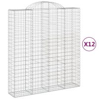 vidaXL Gabioner bågformade 12 st 200x50x220/240 cm galvaniserat järn - Bild 2