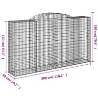 vidaXL Gabioner bågformade 12 st 300x50x160/180 cm galvaniserat järn - Bild 6