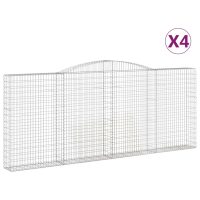 vidaXL Gabion bågformad 4 st 400x30x160/180 cm galvaniserat järn - Bild 2