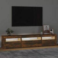 vidaXL Tv-bänk med LED-belysning Rökfärgad ek 195x35x40 cm - Bild 3