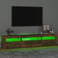 vidaXL Tv-bänk med LED-belysning Rökfärgad ek 195x35x40 cm - Bild 4