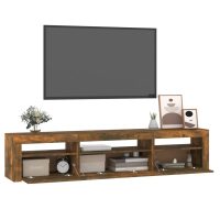 vidaXL Tv-bänk med LED-belysning Rökfärgad ek 195x35x40 cm - Bild 6