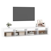 vidaXL Tv-bänk med LED-belysning vit 240x35x40 cm - Bild 6