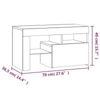 vidaXL Sängbord med LEDs 2 st vit högglans 70x36,5x40 cm - Bild 11