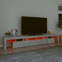 vidaXL Tv-bänk med LED-belysning betonggrå 260x36,5x40 cm - Bild 5