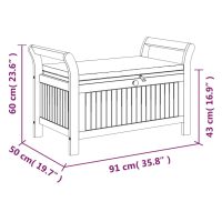 vidaXL Förvaringsbänk med dyna för trädgård 91 cm massiv akacia - Bild 10