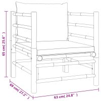 vidaXL Loungegrupp 6 delar ljusgråa dynor bambu - Bild 11