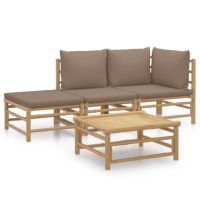 vidaXL Loungegrupp 4 delar taupe dynor bambu - Bild 2