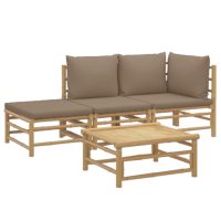 vidaXL Loungegrupp 4 delar taupe dynor bambu - Bild 3