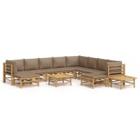 vidaXL Loungegrupp 12 delar taupe dynor bambu - Bild 2