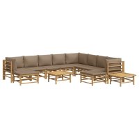 vidaXL Loungegrupp 12 delar taupe dynor bambu - Bild 3