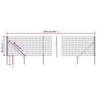 vidaXL Stängsel med markspett antracit 0,8x25 m - Bild 5