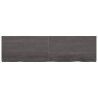 vidaXL Vägghylla mörkbrun 220x60x(2-4) cm behandlad massiv ek - Bild 3