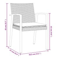 vidaXL Trädgårdsstolar 4 st med dynor brun 56,5x57x83 cm konstrotting - Bild 9