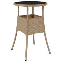 vidaXL Caféset för trädgården 3 delar med dynor beige konstrotting - Bild 6