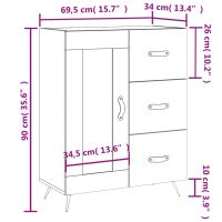 vidaXL Skåp vit 69,5x34x90 cm konstruerat trä - Bild 12