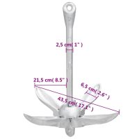 vidaXL Hopfällbart ankare med rep silver 6 kg formbart gjutjärn - Bild 11