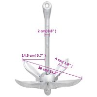 vidaXL Hopfällbart ankare silver 2,5 kg smidbart järn - Bild 9