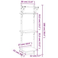 vidaXL Vägghyllor 3-plan med stänger 2 st grå sonoma 30x25x100 cm - Bild 9