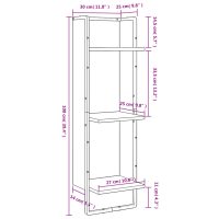 vidaXL Vägghylla 3 hyllor rökfärgad ek 30x25x100 cm konstruerat trä - Bild 8