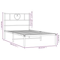 vidaXL Sängram med huvudgavel metall vit 75x190 cm - Bild 9