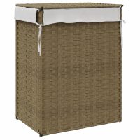 vidaXL Tvättkorg med lock 46x33x60 cm konstrotting - Bild 6