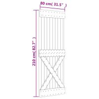 vidaXL Skjutdörr med beslag 80x210 cm massiv furu - Bild 11