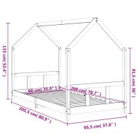 vidaXL Sängram för barnsäng vit 90x200 cm massiv furu - Bild 9