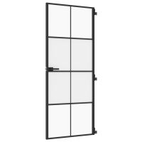 vidaXL Innerdörr svart 83x201,5 cm härdat glas och aluminium slim - Bild 2