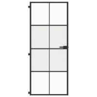 vidaXL Innerdörr svart 83x201,5 cm härdat glas och aluminium slim - Bild 3