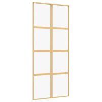 vidaXL Skjutdörr guld 90x205 cm klart ESG-glas och aluminium - Bild 2