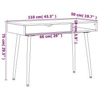 vidaXL Datorbord med låda brun 110x50x75 cm konstruerat trä - Bild 8