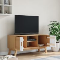 vidaXL Tv-bänk OLDEN vit och brun 114x43x57 cm massiv furu - Bild 4