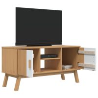 vidaXL Tv-bänk OLDEN vit och brun 114x43x57 cm massiv furu - Bild 6