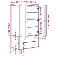 vidaXL Garderob SENJA rottinglook brun 90x55x175 cm massiv furu - Bild 11