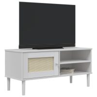 vidaXL Tv-bänk SENJA rottinglook vit 106x40x49 cm massiv furu - Bild 3