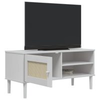 vidaXL Tv-bänk SENJA rottinglook vit 106x40x49 cm massiv furu - Bild 4