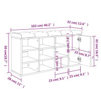 vidaXL Skobänk vit 102x32x50 cm konstruerat trä - Bild 12