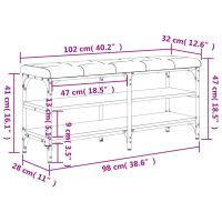 vidaXL Skobänk rökfärgad ek 102x32x47 cm konstruerat trä - Bild 10