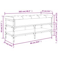 vidaXL Skobänk sonoma-ek 102x42x45 cm konstruerat trä - Bild 12