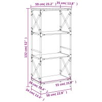 vidaXL Bokhylla 4 hyllplan rökfärgad ek 59x35x132 cm konstruerat trä - Bild 9