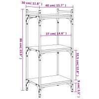 vidaXL Bokhylla 3 hyllplan svart 40x30x86 cm konstruerat trä - Bild 9