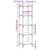 vidaXL Bokhylla 5 hyllplan sonoma-ek 40x30x154 cm konstruerat trä - Bild 9