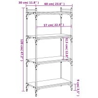 vidaXL Bokhylla 4 hyllplan svart 60x30x120 cm konstruerat trä - Bild 9